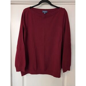 ModCloth Womens 2X Burgundy Boat Neck Button Shoulder Knit Sweater career